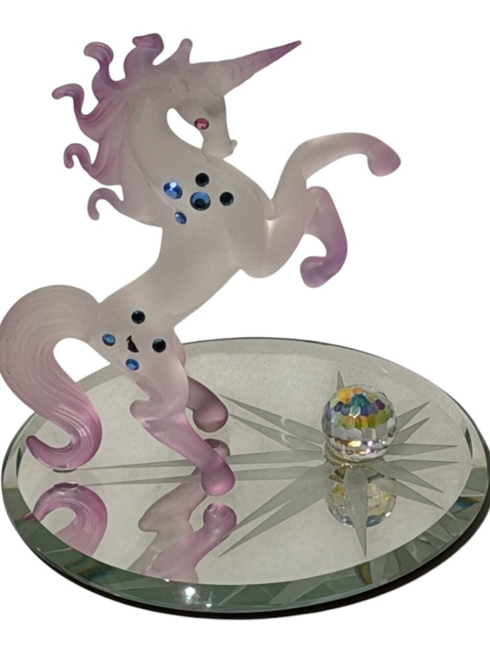 Glass Baron Celestial Unicorn with Crystal Mirror Base